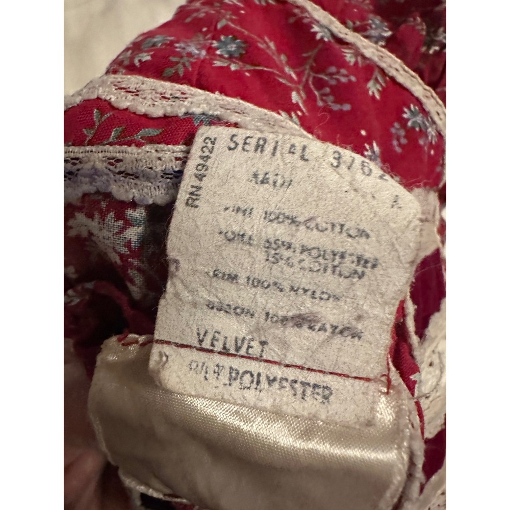 Vintage Gunne Sax Girls Dress 6X Burgundy Floral Lace Prairie Victorian Red - Picture 12 of 16